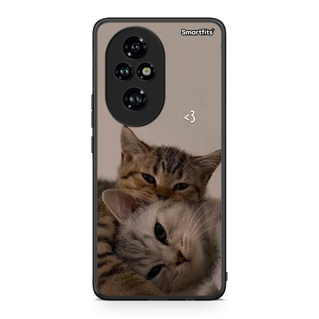 Honor 200 Pro 5G Cats In Love Θήκη από τη Smartfits με σχέδιο στο πίσω μέρος και μαύρο περίβλημα | Smartphone case with colorful back and black bezels by Smartfits