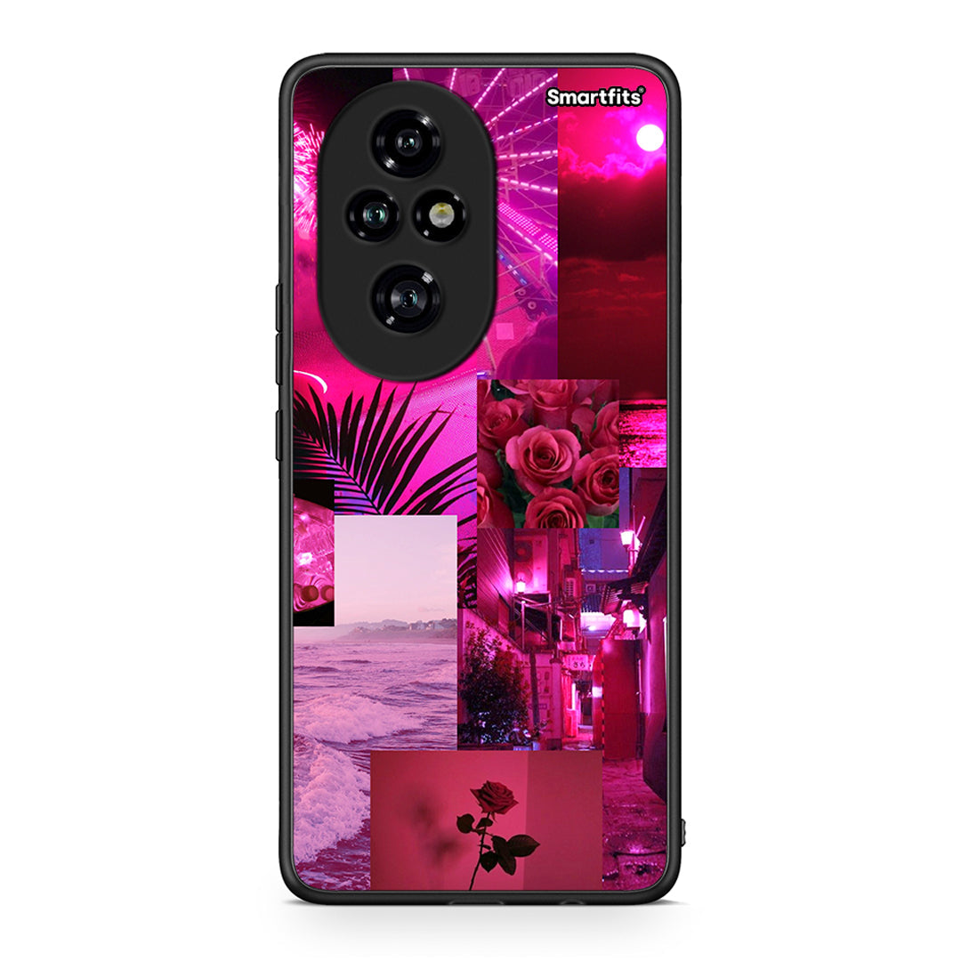 Honor 200 Pro 5G Collage Red Roses Θήκη Αγίου Βαλεντίνου από τη Smartfits με σχέδιο στο πίσω μέρος και μαύρο περίβλημα | Smartphone case with colorful back and black bezels by Smartfits