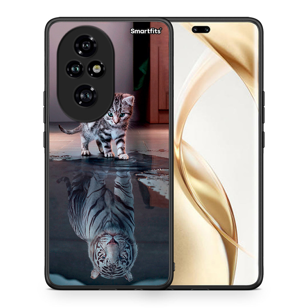 Θήκη Honor 200 Pro 5G Tiger Cute από τη Smartfits με σχέδιο στο πίσω μέρος και μαύρο περίβλημα | Honor 200 Pro 5G Tiger Cute case with colorful back and black bezels