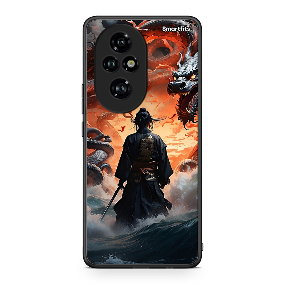 Honor 200 Pro 5G Dragons Fight θήκη από τη Smartfits με σχέδιο στο πίσω μέρος και μαύρο περίβλημα | Smartphone case with colorful back and black bezels by Smartfits