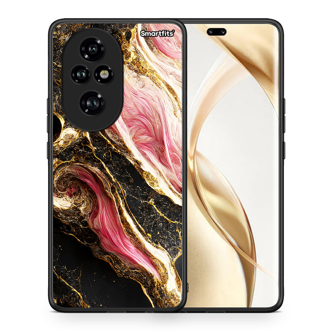 Θήκη Honor 200 Pro 5G Glamorous Pink Marble από τη Smartfits με σχέδιο στο πίσω μέρος και μαύρο περίβλημα | Honor 200 Pro 5G Glamorous Pink Marble case with colorful back and black bezels