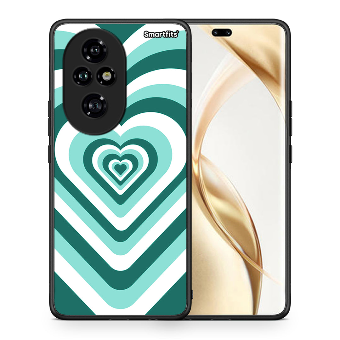 Θήκη Honor 200 Pro 5G Green Hearts από τη Smartfits με σχέδιο στο πίσω μέρος και μαύρο περίβλημα | Honor 200 Pro 5G Green Hearts case with colorful back and black bezels