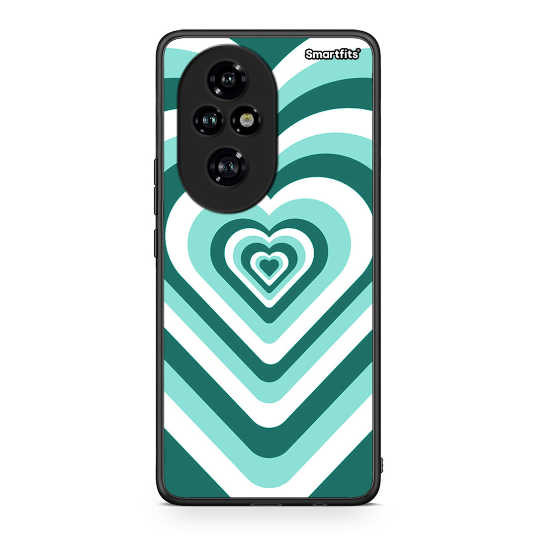 Honor 200 Pro 5G Green Hearts θήκη από τη Smartfits με σχέδιο στο πίσω μέρος και μαύρο περίβλημα | Smartphone case with colorful back and black bezels by Smartfits