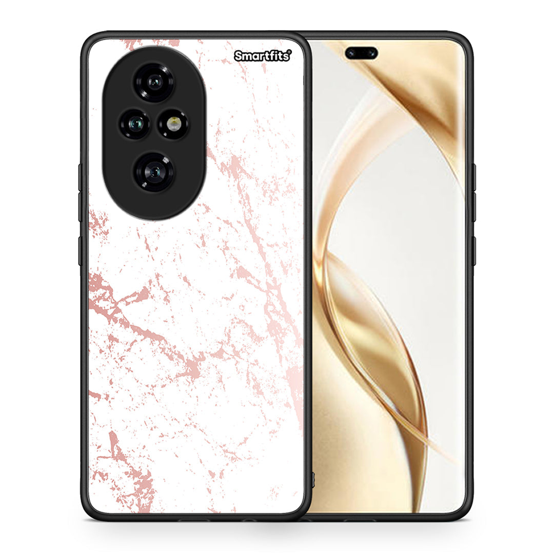 Θήκη Honor 200 Pro 5G Pink Splash Marble από τη Smartfits με σχέδιο στο πίσω μέρος και μαύρο περίβλημα | Honor 200 Pro 5G Pink Splash Marble case with colorful back and black bezels