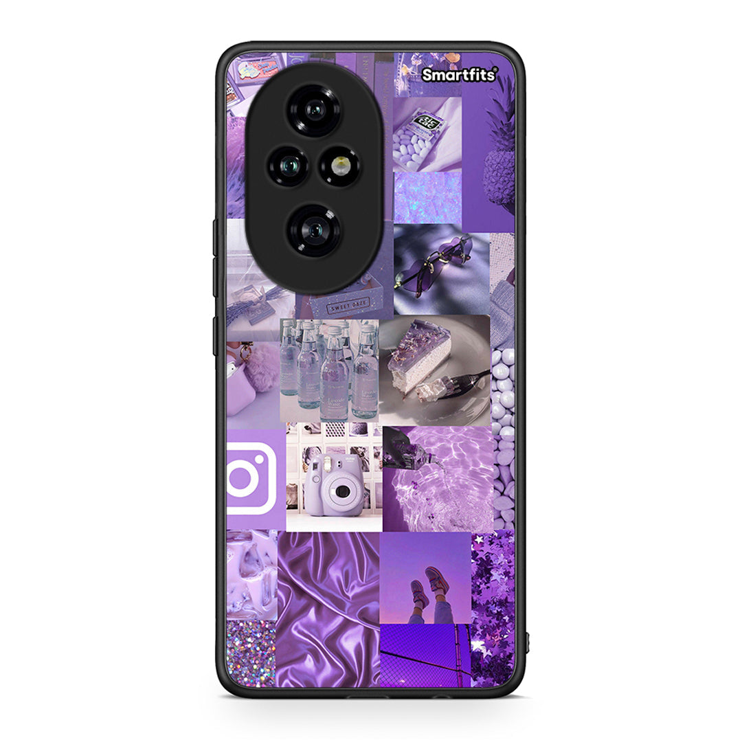 Honor 200 Pro 5G Purple Aesthetic Collage θήκη από τη Smartfits με σχέδιο στο πίσω μέρος και μαύρο περίβλημα | Smartphone case with colorful back and black bezels by Smartfits