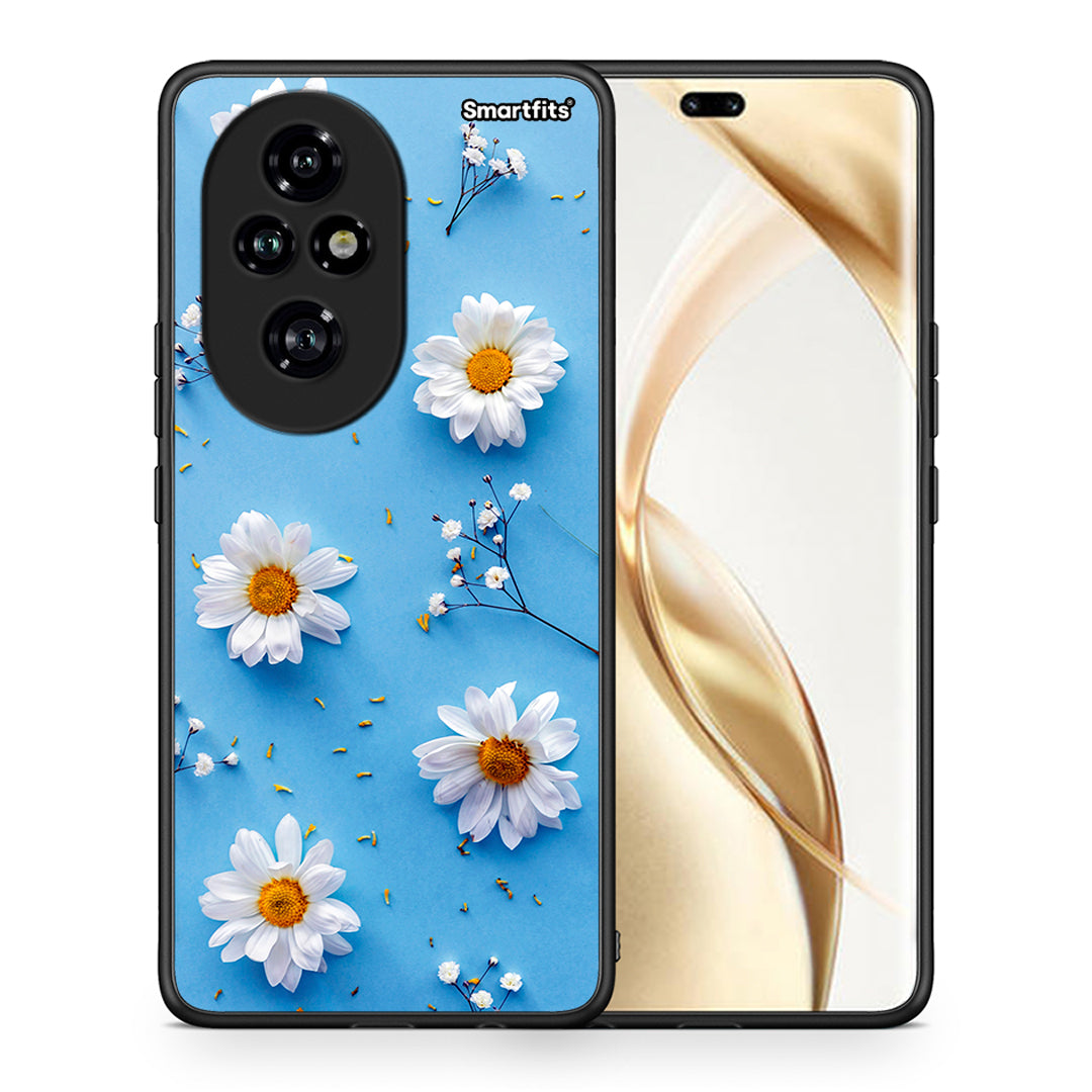 Θήκη Honor 200 Pro 5G Real Daisies από τη Smartfits με σχέδιο στο πίσω μέρος και μαύρο περίβλημα | Honor 200 Pro 5G Real Daisies case with colorful back and black bezels