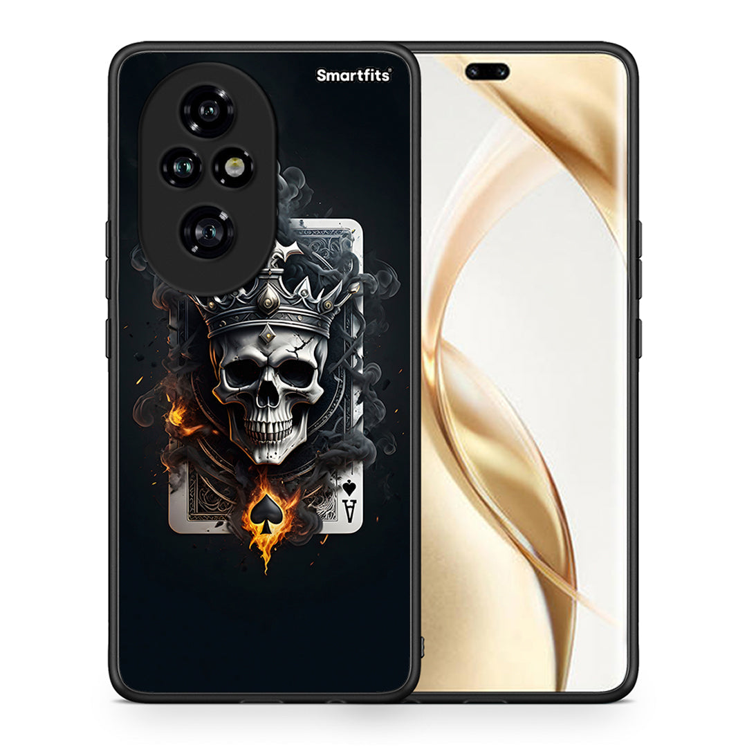 Θήκη Honor 200 Pro 5G Skull King Ace από τη Smartfits με σχέδιο στο πίσω μέρος και μαύρο περίβλημα | Honor 200 Pro 5G Skull King Ace case with colorful back and black bezels