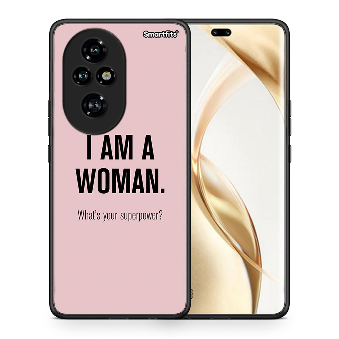 Θήκη Honor 200 Pro 5G Superpower Woman από τη Smartfits με σχέδιο στο πίσω μέρος και μαύρο περίβλημα | Honor 200 Pro 5G Superpower Woman case with colorful back and black bezels