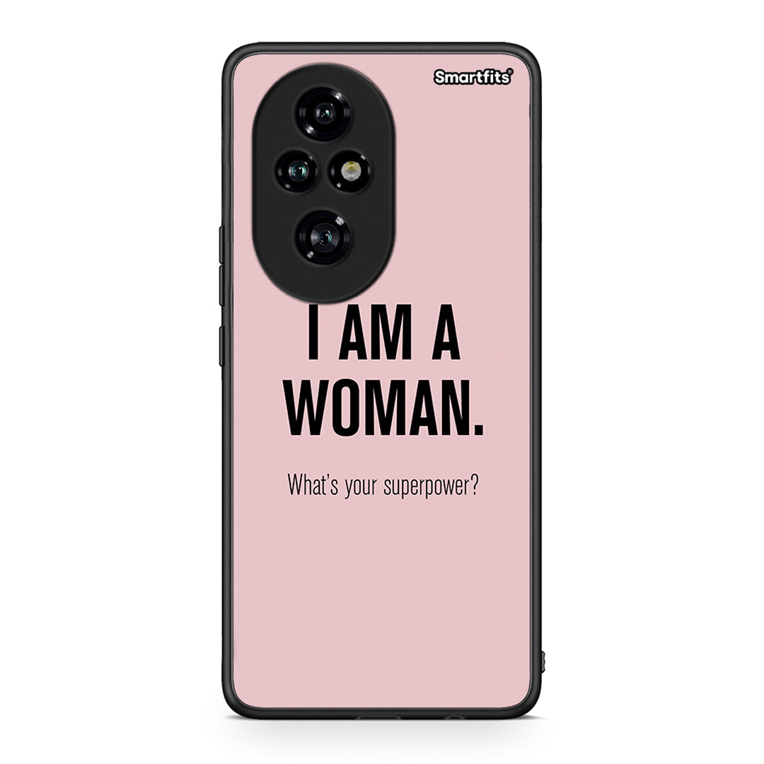 Honor 200 Pro 5G Superpower Woman θήκη από τη Smartfits με σχέδιο στο πίσω μέρος και μαύρο περίβλημα | Smartphone case with colorful back and black bezels by Smartfits