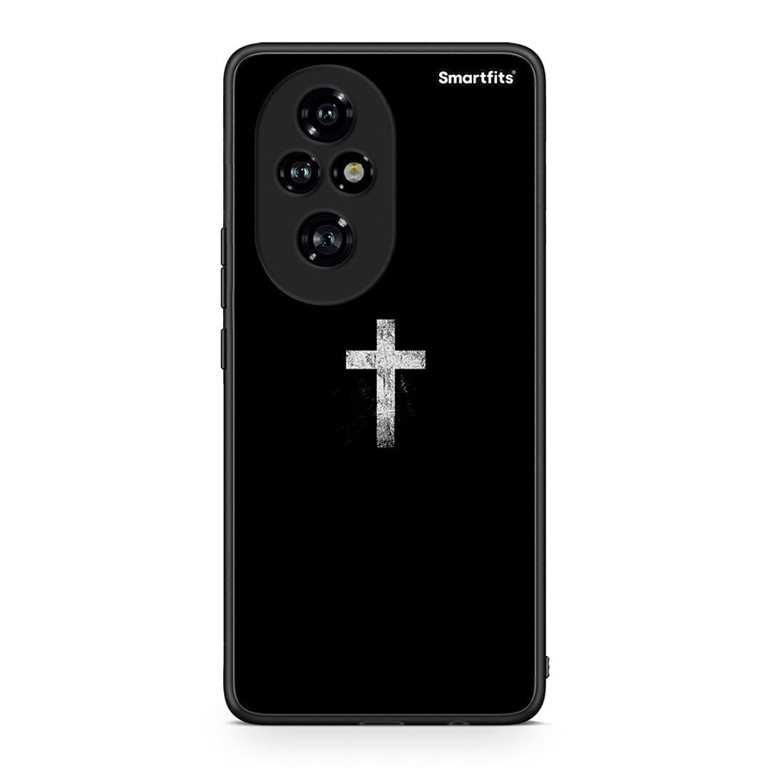 Honor 200 Pro 5G White Cross θήκη από τη Smartfits με σχέδιο στο πίσω μέρος και μαύρο περίβλημα | Smartphone case with colorful back and black bezels by Smartfits