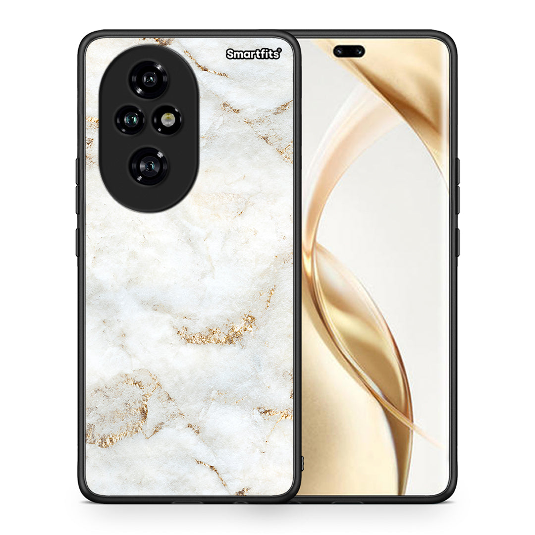 Θήκη Honor 200 Pro 5G White Gold Marble από τη Smartfits με σχέδιο στο πίσω μέρος και μαύρο περίβλημα | Honor 200 Pro 5G White Gold Marble case with colorful back and black bezels