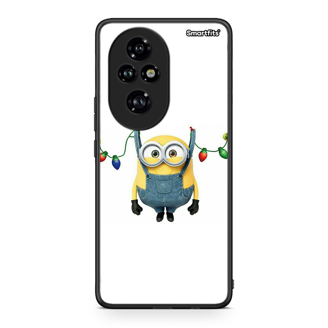 Honor 200 Pro 5G Xmas Minion Lights θήκη από τη Smartfits με σχέδιο στο πίσω μέρος και μαύρο περίβλημα | Smartphone case with colorful back and black bezels by Smartfits