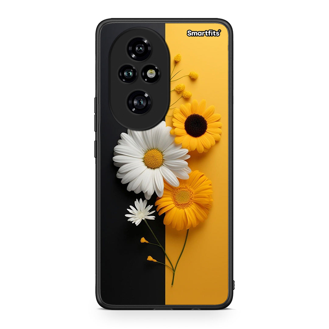 Honor 200 Pro 5G Yellow Daisies θήκη από τη Smartfits με σχέδιο στο πίσω μέρος και μαύρο περίβλημα | Smartphone case with colorful back and black bezels by Smartfits