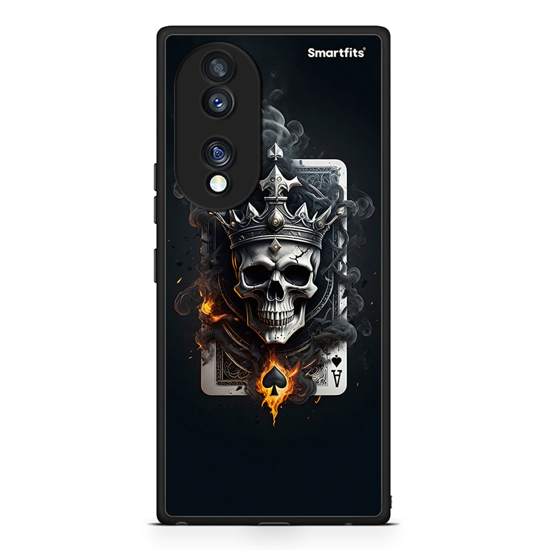 Θήκη Honor 70 5G Skull King Ace από τη Smartfits με σχέδιο στο πίσω μέρος και μαύρο περίβλημα | Honor 70 5G Skull King Ace Case with Colorful Back and Black Bezels