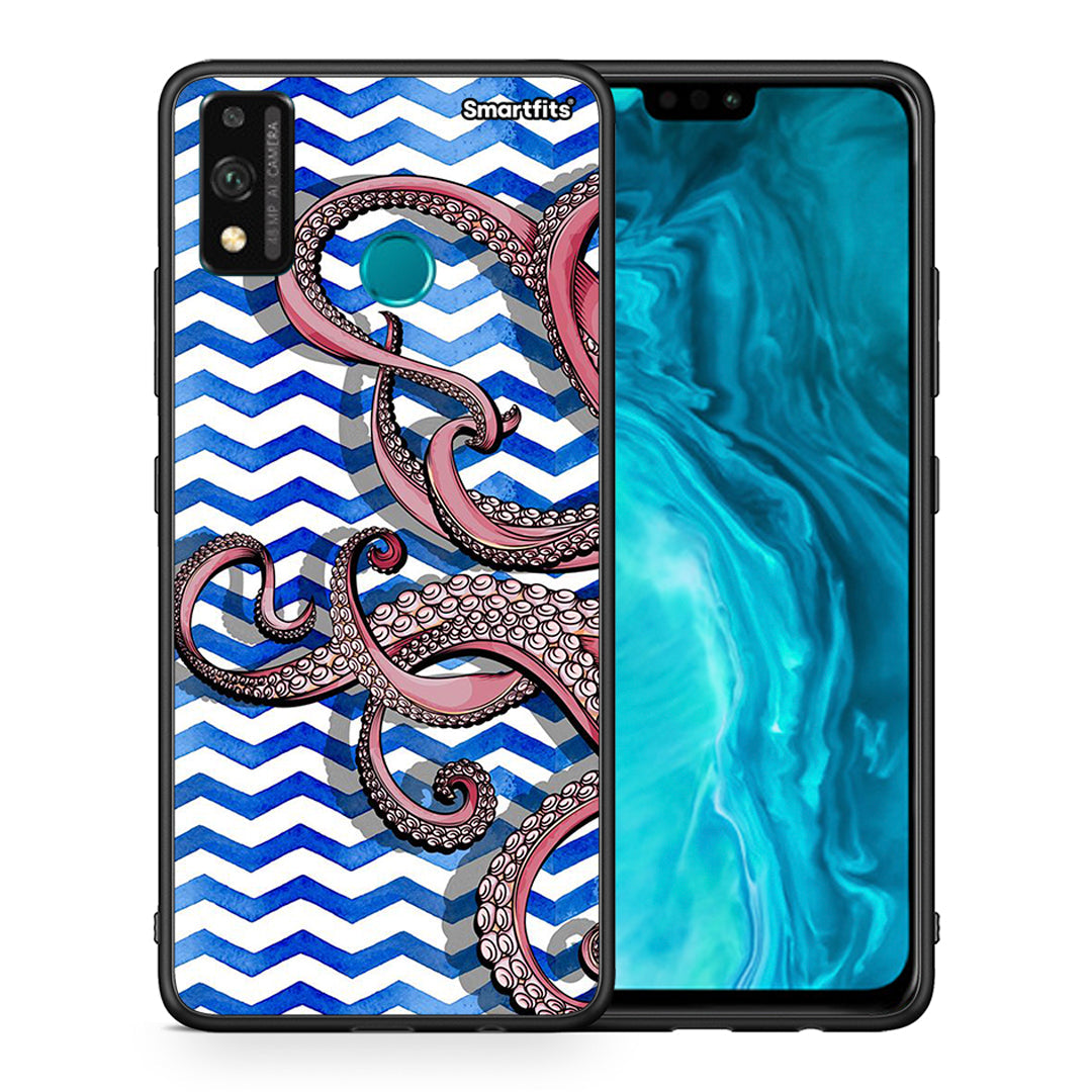 Θήκη Honor 9X Lite Chevron Devilfish από τη Smartfits με σχέδιο στο πίσω μέρος και μαύρο περίβλημα | Honor 9X Lite Chevron Devilfish case with colorful back and black bezels