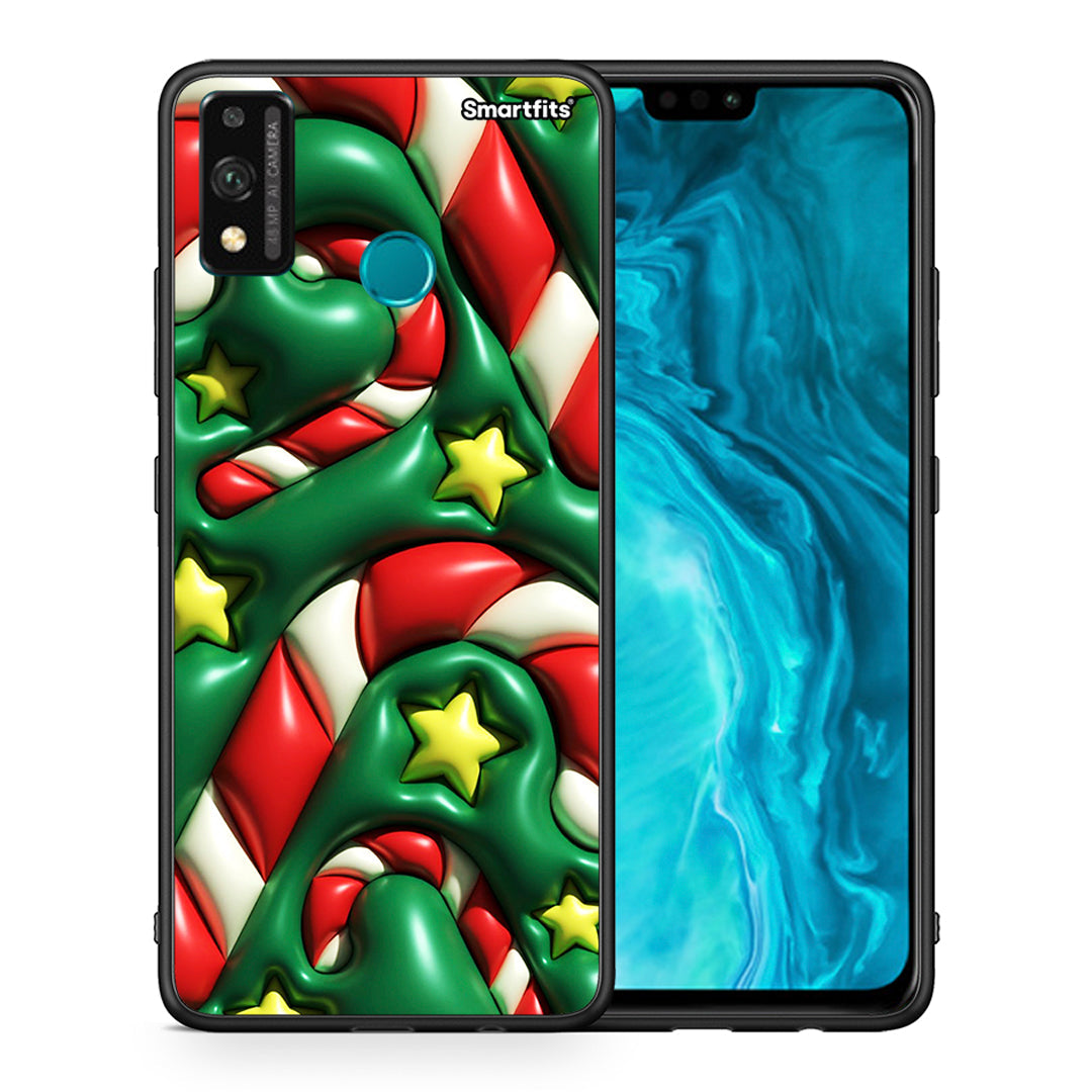 Θήκη Honor 9X Lite Christmas Bubbles από τη Smartfits με σχέδιο στο πίσω μέρος και μαύρο περίβλημα | Honor 9X Lite Christmas Bubbles case with colorful back and black bezels