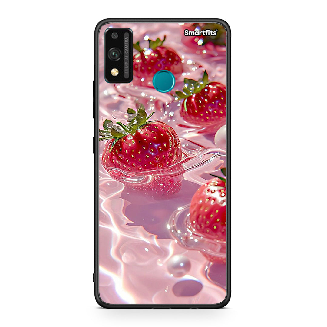 Honor 9X Lite Juicy Strawberries θήκη από τη Smartfits με σχέδιο στο πίσω μέρος και μαύρο περίβλημα | Smartphone case with colorful back and black bezels by Smartfits