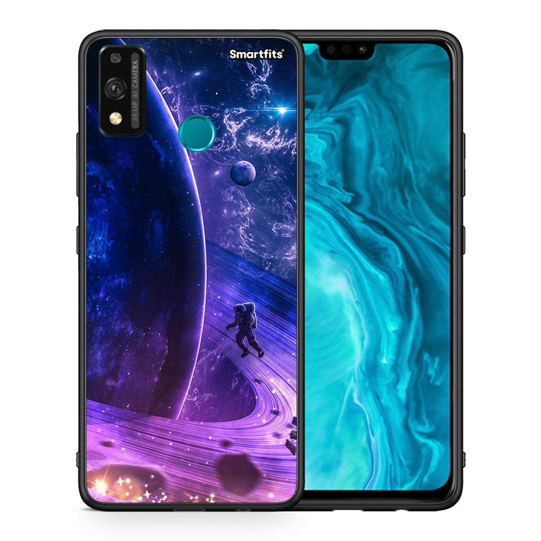 Θήκη Honor 9X Lite Lost Astronaut από τη Smartfits με σχέδιο στο πίσω μέρος και μαύρο περίβλημα | Honor 9X Lite Lost Astronaut case with colorful back and black bezels