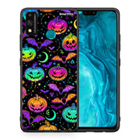 Thumbnail for Θήκη Honor 9X Lite Neon Halloween από τη Smartfits με σχέδιο στο πίσω μέρος και μαύρο περίβλημα | Honor 9X Lite Neon Halloween case with colorful back and black bezels