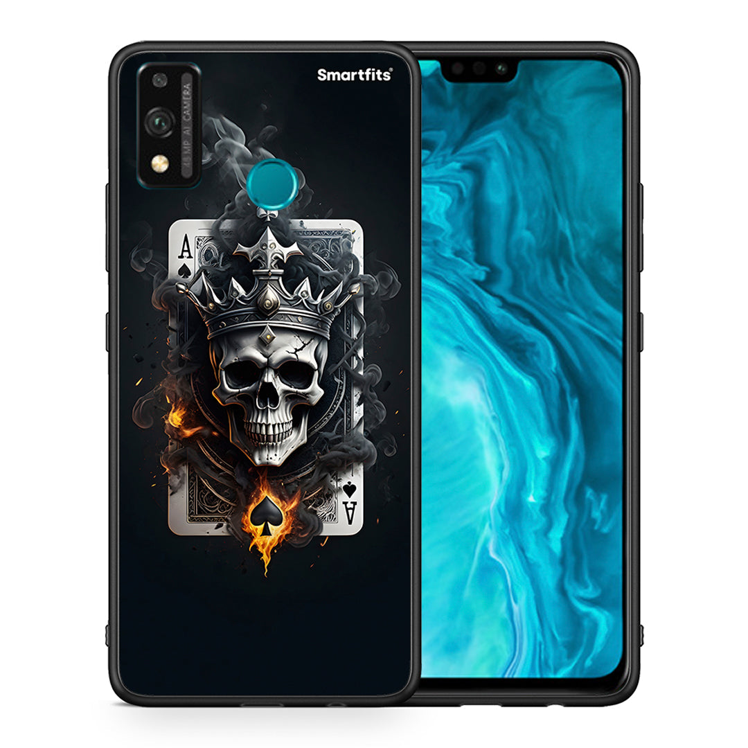 Θήκη Honor 9X Lite Skull King Ace από τη Smartfits με σχέδιο στο πίσω μέρος και μαύρο περίβλημα | Honor 9X Lite Skull King Ace case with colorful back and black bezels