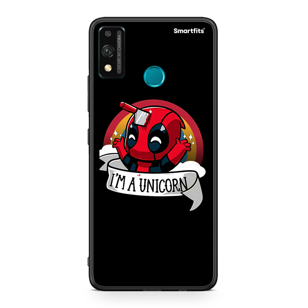 Honor 9X Lite Unicorn Deadpool θήκη από τη Smartfits με σχέδιο στο πίσω μέρος και μαύρο περίβλημα | Smartphone case with colorful back and black bezels by Smartfits