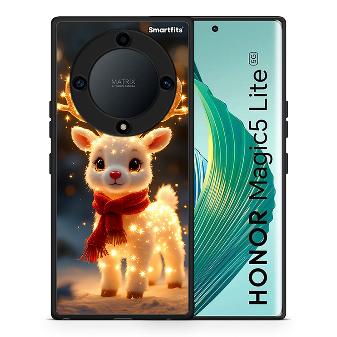 Θήκη Honor Magic5 Lite 5G / X9a Christmas Cutie από τη Smartfits με σχέδιο στο πίσω μέρος και μαύρο περίβλημα | Honor Magic5 Lite 5G / X9a Christmas Cutie Case with Colorful Back and Black Bezels