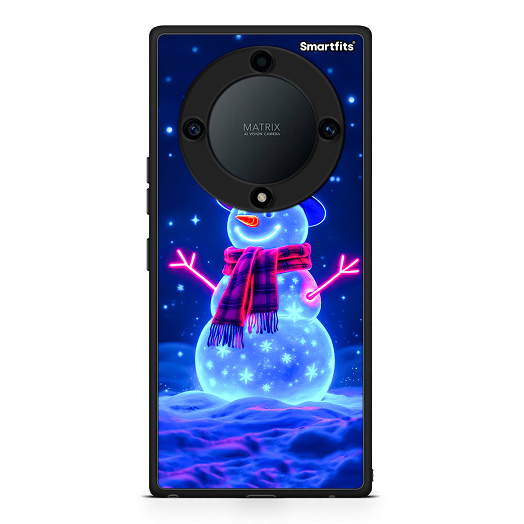 Θήκη Honor Magic5 Lite 5G / X9a Christmas Neon Snowman από τη Smartfits με σχέδιο στο πίσω μέρος και μαύρο περίβλημα | Honor Magic5 Lite 5G / X9a Christmas Neon Snowman Case with Colorful Back and Black Bezels