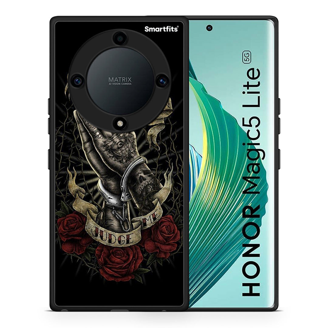 Θήκη Honor Magic5 Lite 5G / X9a Judge By God από τη Smartfits με σχέδιο στο πίσω μέρος και μαύρο περίβλημα | Honor Magic5 Lite 5G / X9a Judge By God Case with Colorful Back and Black Bezels