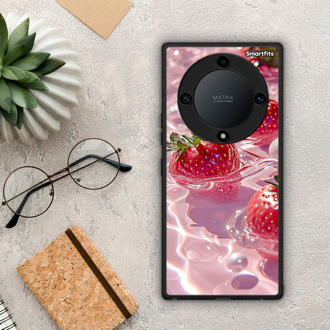 Θήκη Honor Magic5 Lite 5G / X9a Juicy Strawberries από τη Smartfits με σχέδιο στο πίσω μέρος και μαύρο περίβλημα | Honor Magic5 Lite 5G / X9a Juicy Strawberries Case with Colorful Back and Black Bezels