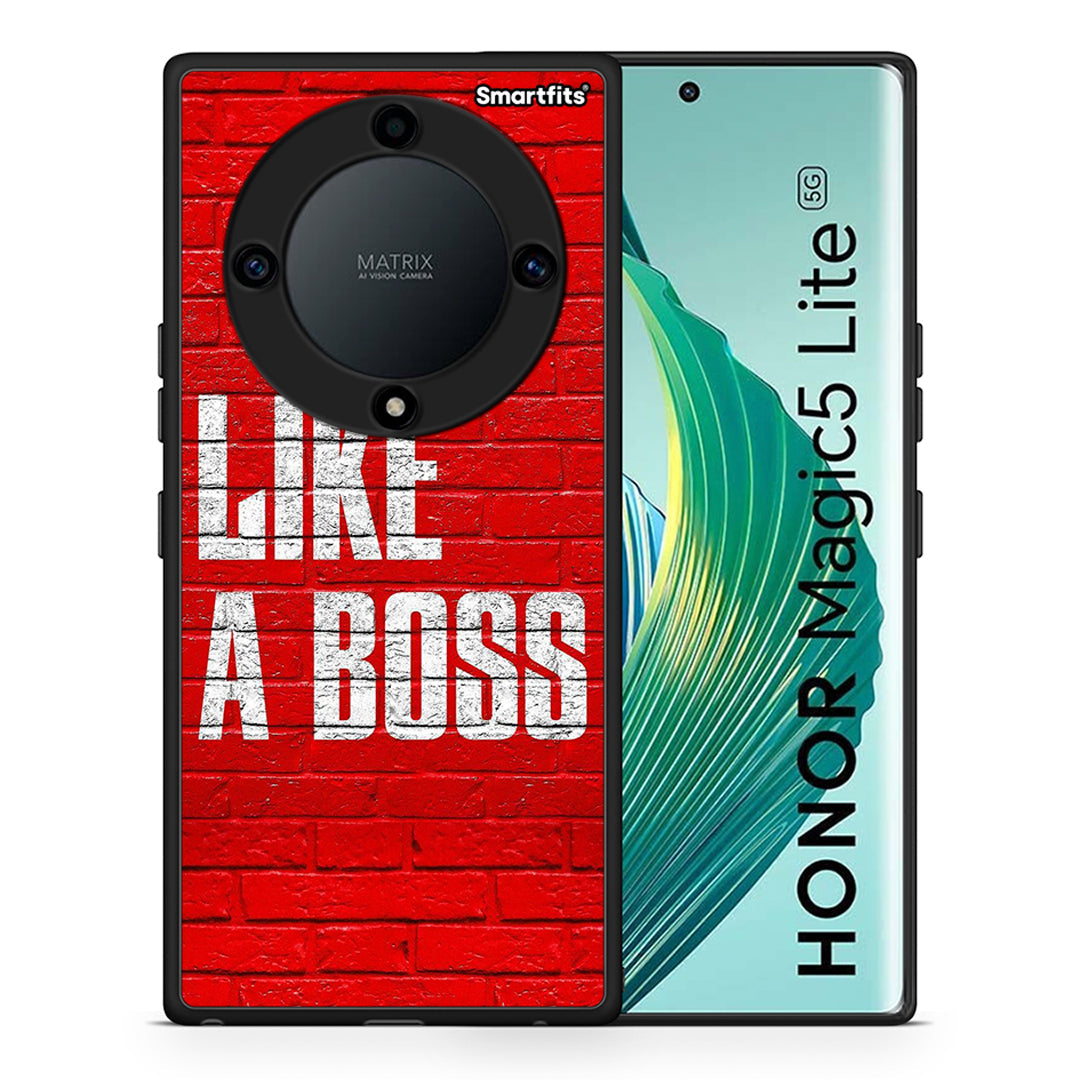 Θήκη Honor Magic5 Lite 5G / X9a Like A Boss από τη Smartfits με σχέδιο στο πίσω μέρος και μαύρο περίβλημα | Honor Magic5 Lite 5G / X9a Like A Boss Case with Colorful Back and Black Bezels