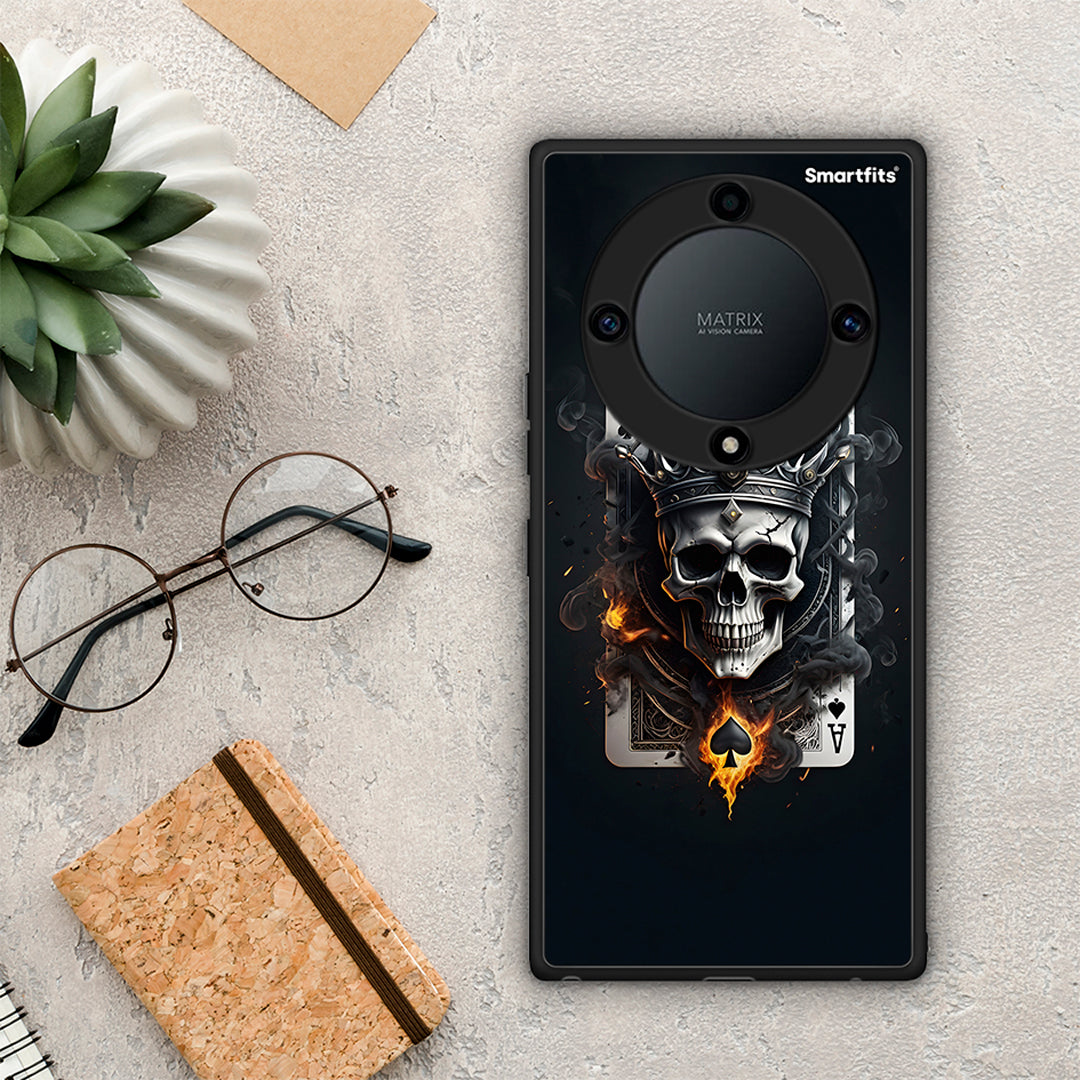 Θήκη Honor Magic5 Lite 5G / X9a Skull King Ace από τη Smartfits με σχέδιο στο πίσω μέρος και μαύρο περίβλημα | Honor Magic5 Lite 5G / X9a Skull King Ace Case with Colorful Back and Black Bezels