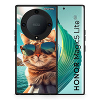 Thumbnail for Θήκη Honor Magic5 Lite 5G / X9a Summer Cat από τη Smartfits με σχέδιο στο πίσω μέρος και μαύρο περίβλημα | Honor Magic5 Lite 5G / X9a Summer Cat Case with Colorful Back and Black Bezels