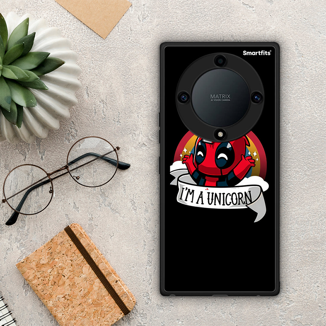 Θήκη Honor Magic5 Lite 5G / X9a Unicorn Deadpool από τη Smartfits με σχέδιο στο πίσω μέρος και μαύρο περίβλημα | Honor Magic5 Lite 5G / X9a Unicorn Deadpool Case with Colorful Back and Black Bezels