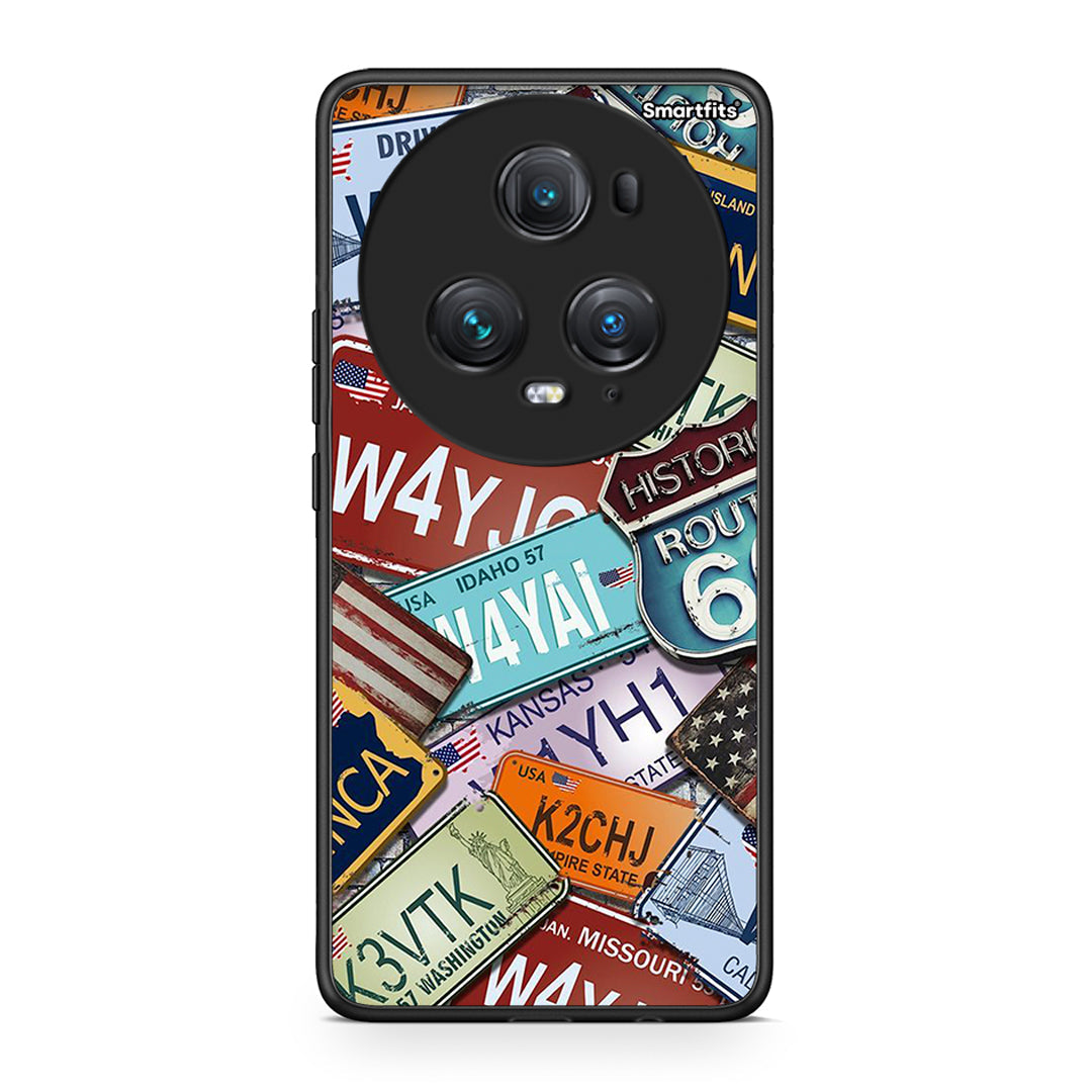Honor Magic5 Pro Car Plates θήκη από τη Smartfits με σχέδιο στο πίσω μέρος και μαύρο περίβλημα | Smartphone case with colorful back and black bezels by Smartfits