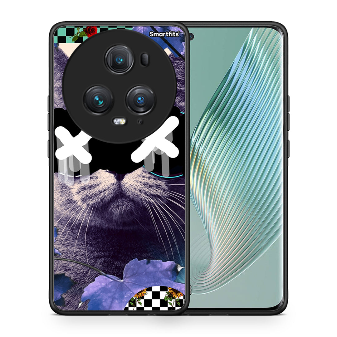 Θήκη Honor Magic5 Pro Cat Collage από τη Smartfits με σχέδιο στο πίσω μέρος και μαύρο περίβλημα | Honor Magic5 Pro Cat Collage case with colorful back and black bezels