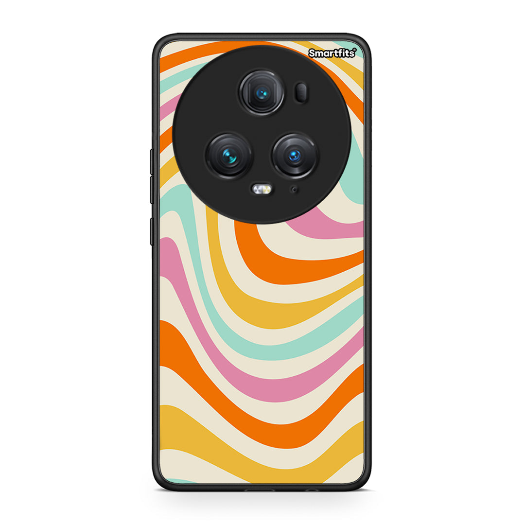 Honor Magic5 Pro Colourful Waves θήκη από τη Smartfits με σχέδιο στο πίσω μέρος και μαύρο περίβλημα | Smartphone case with colorful back and black bezels by Smartfits