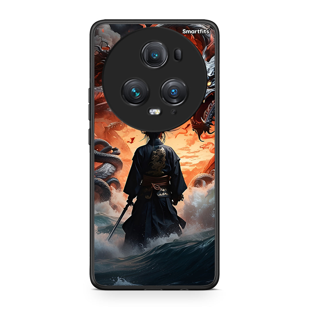 Honor Magic5 Pro Dragons Fight θήκη από τη Smartfits με σχέδιο στο πίσω μέρος και μαύρο περίβλημα | Smartphone case with colorful back and black bezels by Smartfits