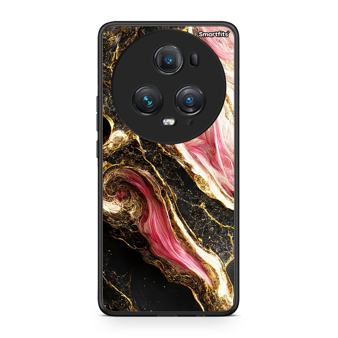 Honor Magic5 Pro Glamorous Pink Marble θήκη από τη Smartfits με σχέδιο στο πίσω μέρος και μαύρο περίβλημα | Smartphone case with colorful back and black bezels by Smartfits