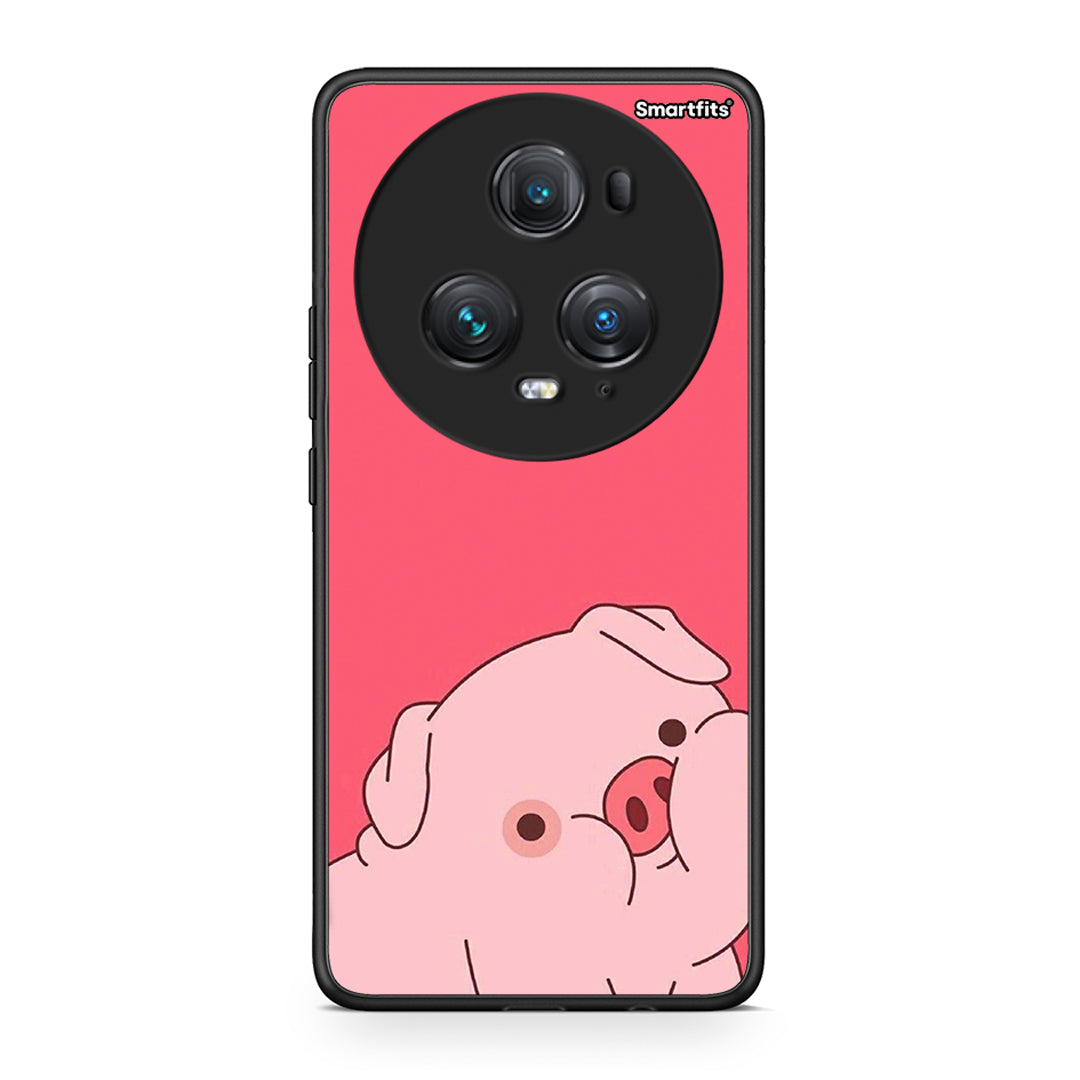 Honor Magic5 Pro Pig Love 1 Θήκη Αγίου Βαλεντίνου από τη Smartfits με σχέδιο στο πίσω μέρος και μαύρο περίβλημα | Smartphone case with colorful back and black bezels by Smartfits