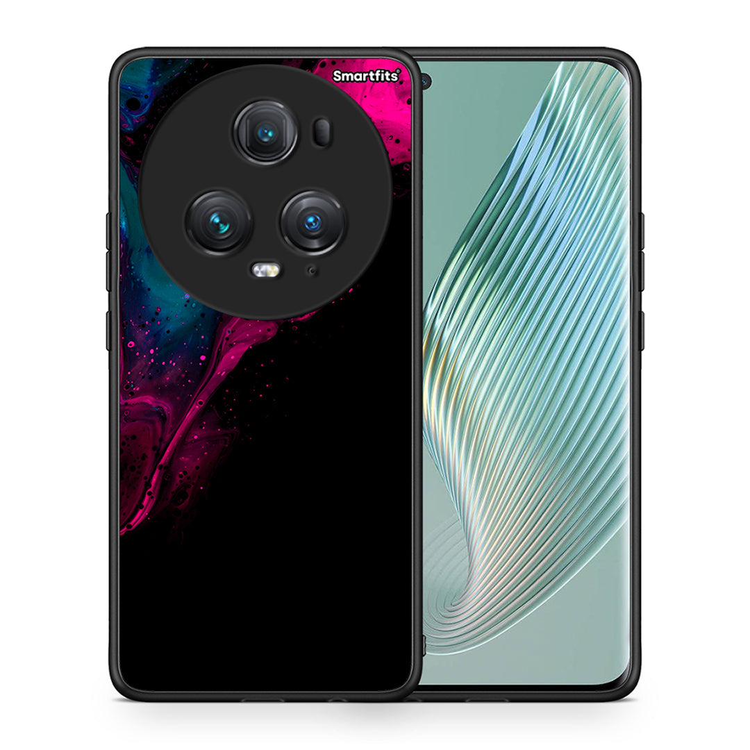 Θήκη Honor Magic5 Pro Pink Black Watercolor από τη Smartfits με σχέδιο στο πίσω μέρος και μαύρο περίβλημα | Honor Magic5 Pro Pink Black Watercolor case with colorful back and black bezels