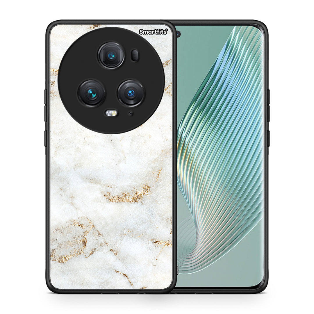 Θήκη Honor Magic5 Pro White Gold Marble από τη Smartfits με σχέδιο στο πίσω μέρος και μαύρο περίβλημα | Honor Magic5 Pro White Gold Marble case with colorful back and black bezels