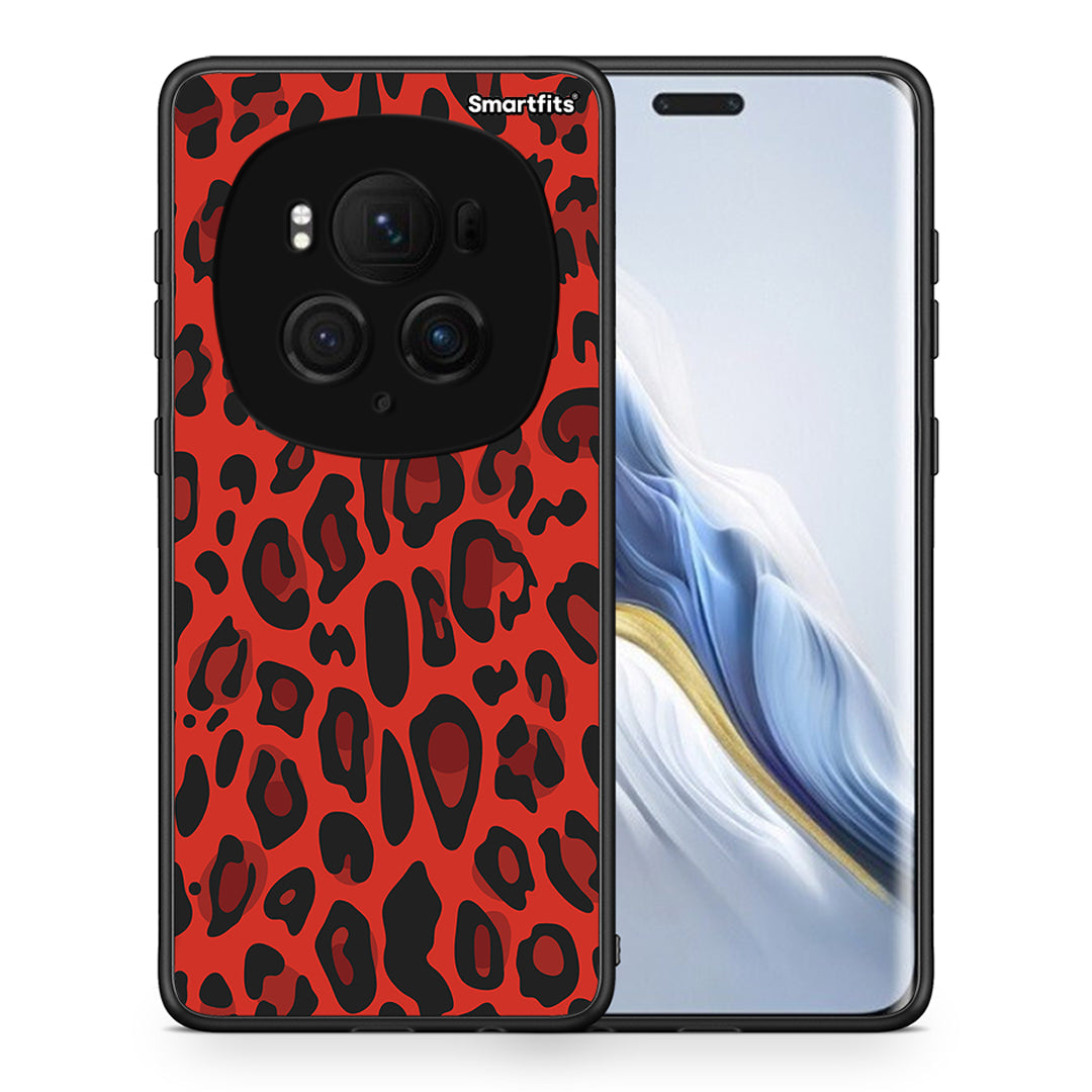 Θήκη Honor Magic6 Pro Red Leopard Animal από τη Smartfits με σχέδιο στο πίσω μέρος και μαύρο περίβλημα | Honor Magic6 Pro Red Leopard Animal case with colorful back and black bezels