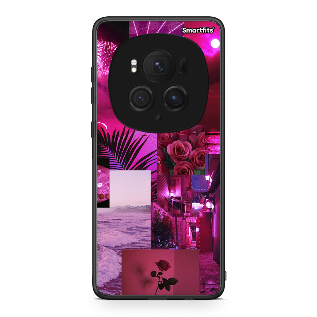 Honor Magic6 Pro Collage Red Roses Θήκη Αγίου Βαλεντίνου από τη Smartfits με σχέδιο στο πίσω μέρος και μαύρο περίβλημα | Smartphone case with colorful back and black bezels by Smartfits