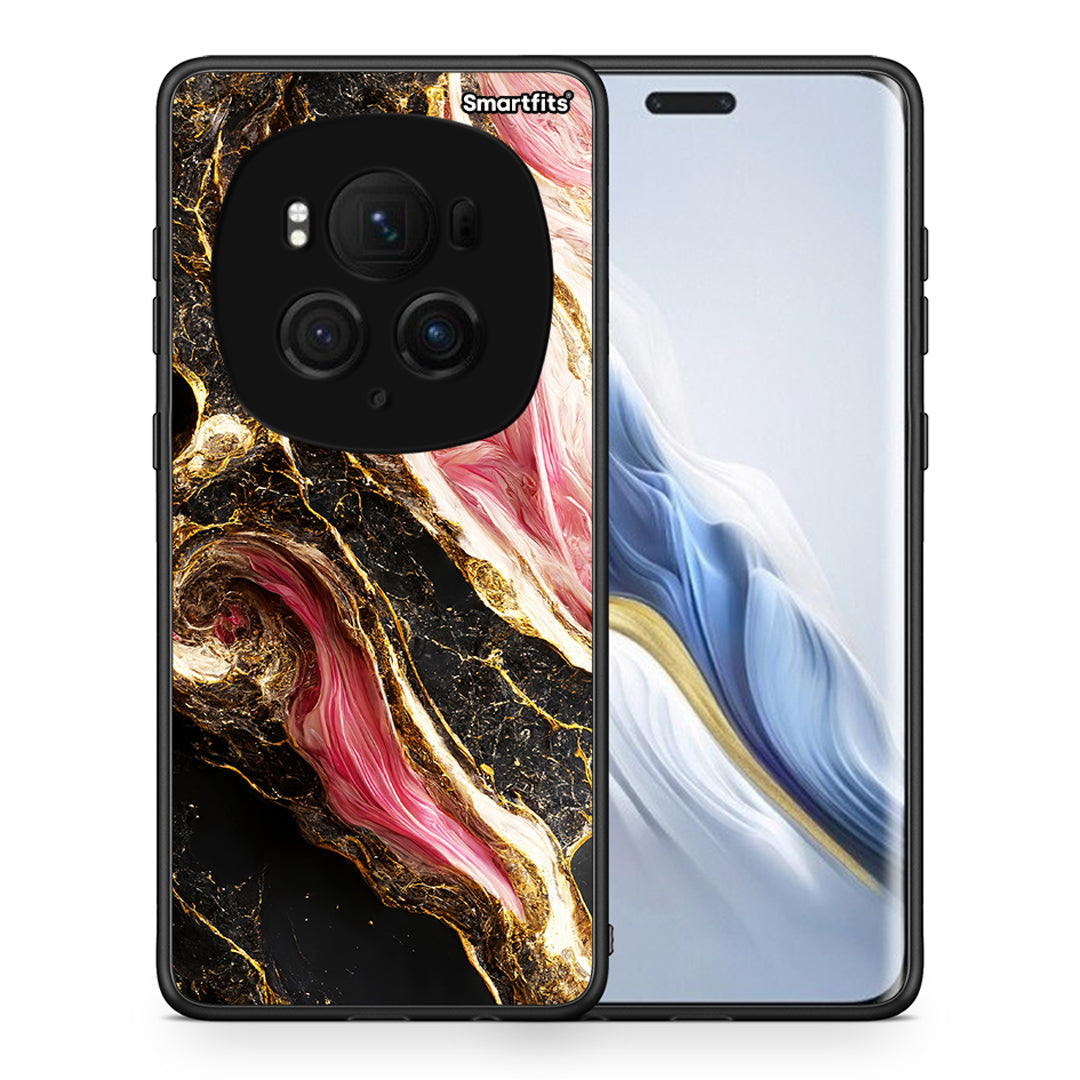 Θήκη Honor Magic6 Pro Glamorous Pink Marble από τη Smartfits με σχέδιο στο πίσω μέρος και μαύρο περίβλημα | Honor Magic6 Pro Glamorous Pink Marble case with colorful back and black bezels