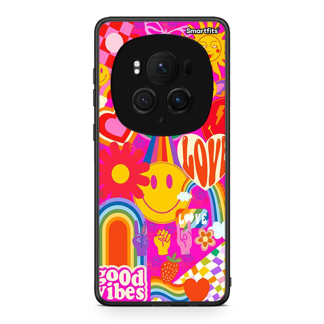 Honor Magic6 Pro Hippie Love θήκη από τη Smartfits με σχέδιο στο πίσω μέρος και μαύρο περίβλημα | Smartphone case with colorful back and black bezels by Smartfits