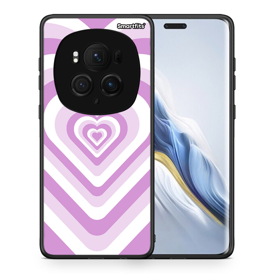 Θήκη Honor Magic6 Pro Lilac Hearts από τη Smartfits με σχέδιο στο πίσω μέρος και μαύρο περίβλημα | Honor Magic6 Pro Lilac Hearts case with colorful back and black bezels