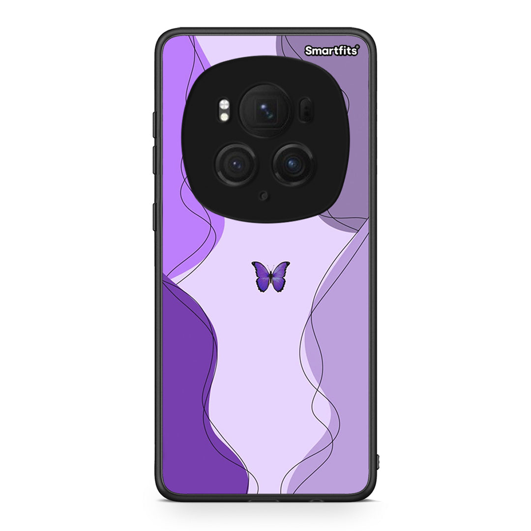 Honor Magic6 Pro Purple Mariposa Θήκη Αγίου Βαλεντίνου από τη Smartfits με σχέδιο στο πίσω μέρος και μαύρο περίβλημα | Smartphone case with colorful back and black bezels by Smartfits