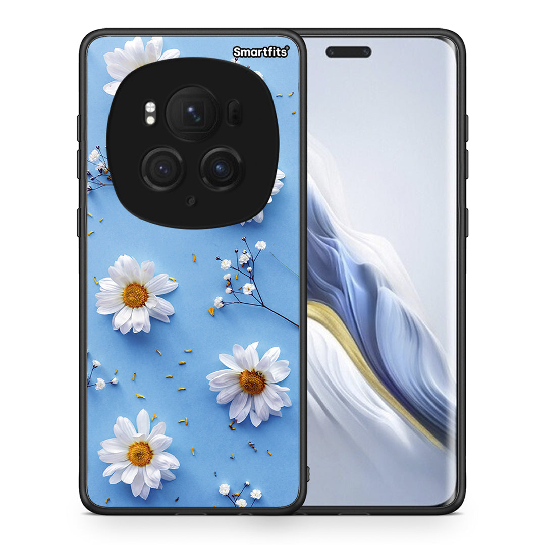 Θήκη Honor Magic6 Pro Real Daisies από τη Smartfits με σχέδιο στο πίσω μέρος και μαύρο περίβλημα | Honor Magic6 Pro Real Daisies case with colorful back and black bezels