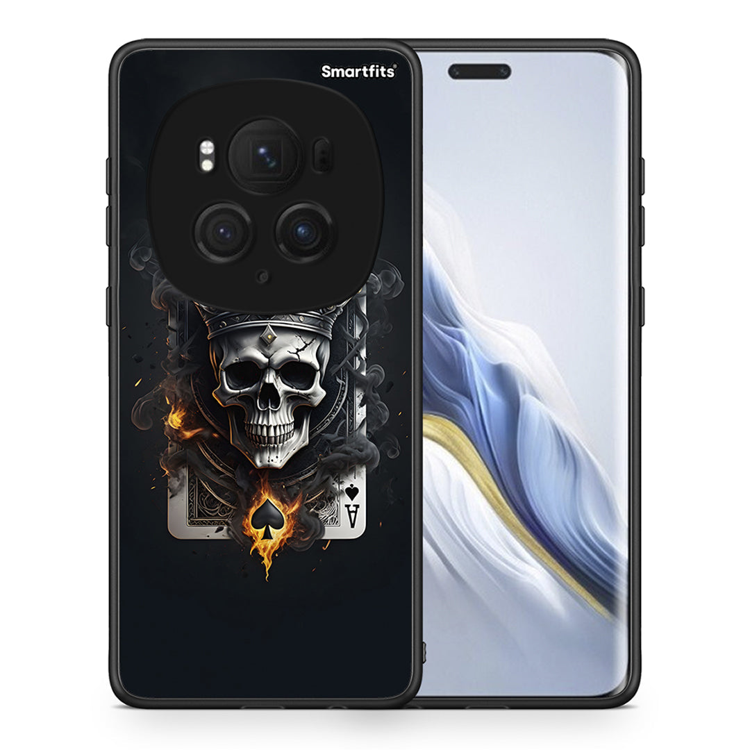 Θήκη Honor Magic6 Pro Skull King Ace από τη Smartfits με σχέδιο στο πίσω μέρος και μαύρο περίβλημα | Honor Magic6 Pro Skull King Ace case with colorful back and black bezels