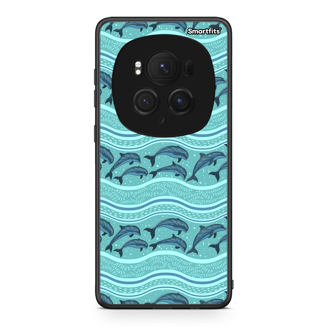 Honor Magic6 Pro Swimming Dolphins θήκη από τη Smartfits με σχέδιο στο πίσω μέρος και μαύρο περίβλημα | Smartphone case with colorful back and black bezels by Smartfits